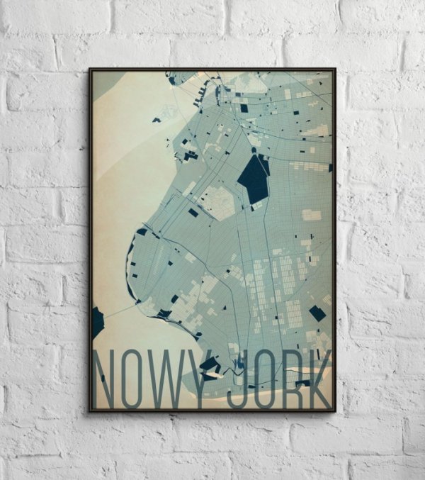 Plakat na ścianę - Nowy Jork - Artystyczna mapa - 50x70 cm