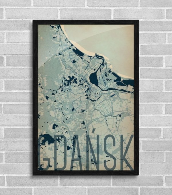 Plakat ścienny - Gdańsk - Artystyczna mapa - 61x91,5 cm