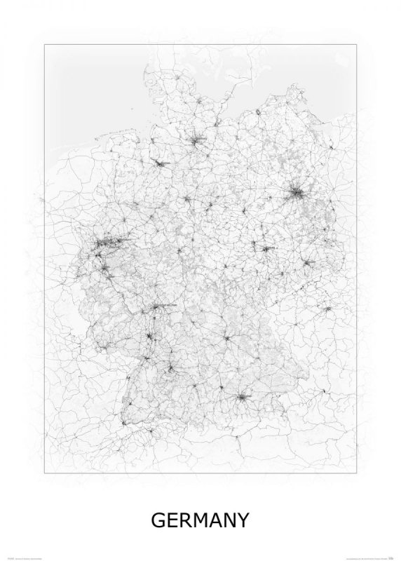 Germany, black&amp;white - mapa