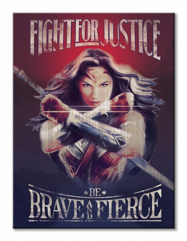 Obraz na płótnie - Wonder Woman Fight For Justice - 60x80 cm - Dekoracje na ścianę - Sklep DecoArt24.pl