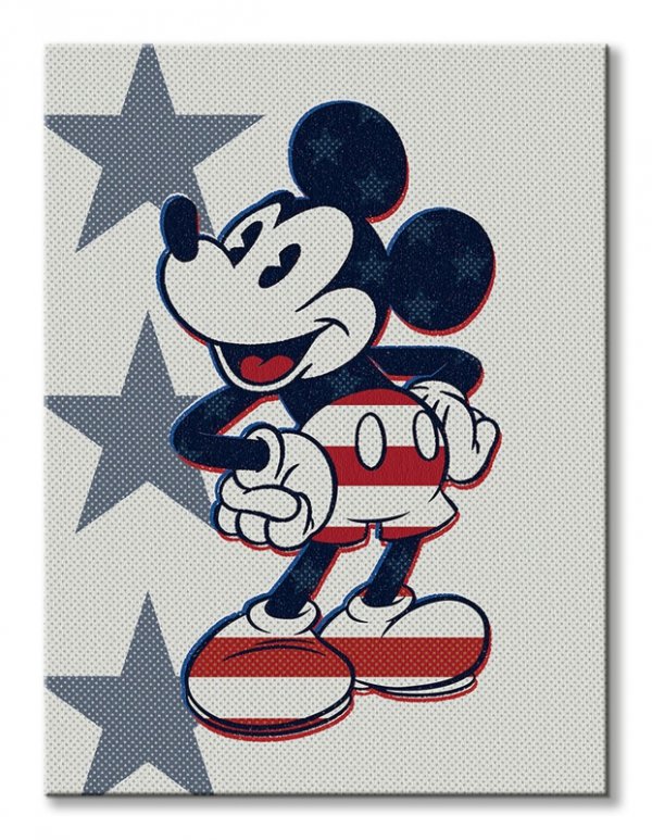 Mickey Mouse Retro Stars n&#039; Stripes - obraz na płótnie