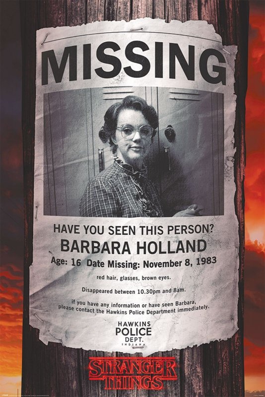 Stranger Things Missing Barb plakat Horrory Filmy Plakaty