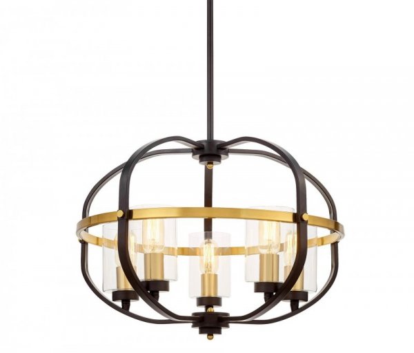 Lampa wisząca - Loft Czarno Mosiężna - Monterey W5 - lampy dekoracyjne - decoart24.pl