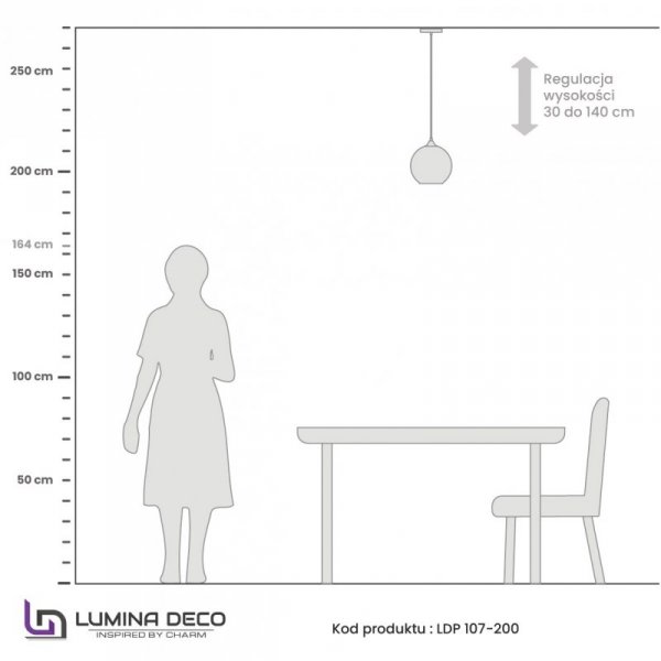Lampa wisząca - Złota Loft - Lobos D20