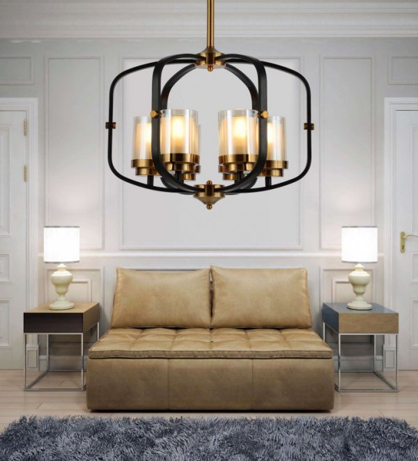 Lampa wisząca - Loft Czarno Mosiężna Bonton W6 - dekoracje domu - decoart24.pl