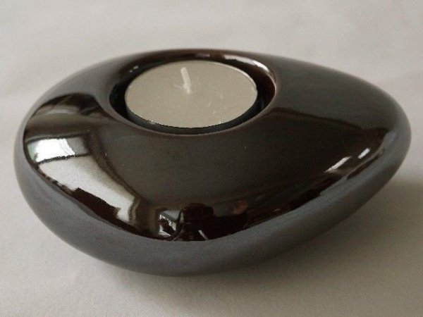 Świecznik - Ciemny brąz - 12cm - Ceramika
