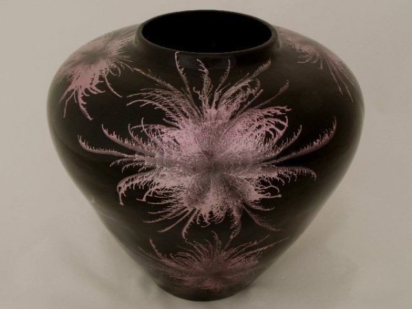 Wazon ceramiczny - Czarno-fioletowy - 31x27,5cm 