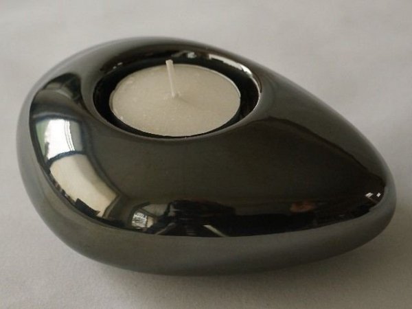 Świecznik - Grafitowy - Ceramika - 12cm 