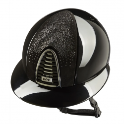 KEP ITALIA CROMO 2.0 POLISH BLACK - NEBULA BLACK/SILVER Kask jeździecki SZEROKI DASZEK