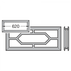 Rama okna kasetonowego M1 (620 mm, wzór nr 1), do ocieplanych segmentów bramy 42 mm