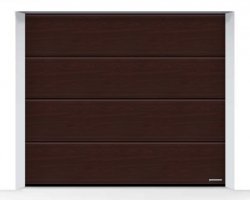 Brama LPU 42 3000 x 2500 mm, Przetłoczenia L, Decograin, Rosewood + prowadzenie Z