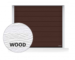 Brama LPU 42 2375 x 2125 mm, Przetłoczenia M, Woodgrain, kolor RAL 8028 brązowy + prowadzenie Z