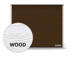Brama RenoMatic 3000 x 2500 mm, Przetłoczenia M, Woodgrain, kolor RAL 8028 brązowy + prowadzenie Z