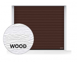 Brama LPU 42 2500 x 2000 mm, Przetłoczenia S, Woodgrain, kolor RAL 8028 brązowy + prowadzenie Z