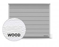 Brama RenoMatic 5000 x 2250 mm, Przetłoczenia M, Woodgrain, kolor RAL 9006 białe aluminium + prowadzenie N