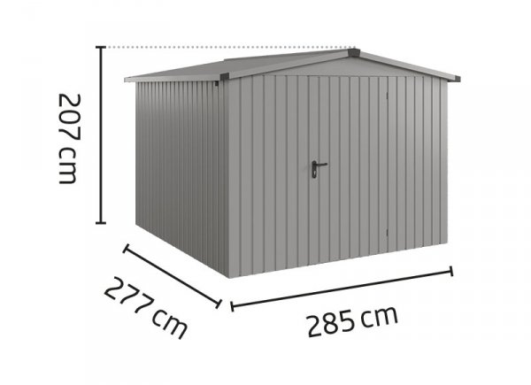 Metalowy domek narzędziowy EcoStar Euroline ESD 10 (262x262 cm) - dach dwuspadowy, drzwi 1-skrzydłowe, kolor antracyt RAL 7016