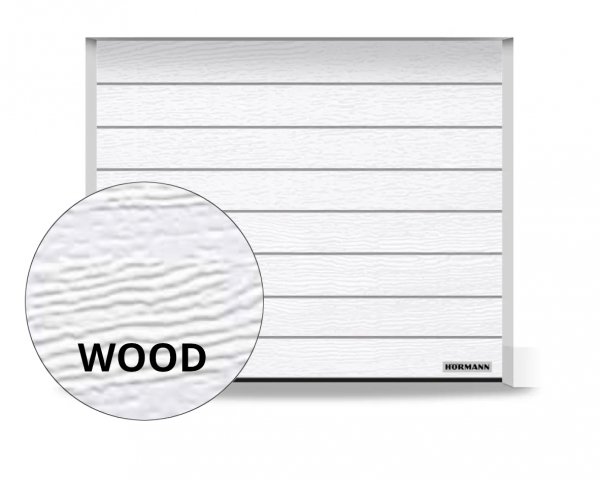 Brama RenoMatic 2500 x 2125 mm, Przetłoczenia M, Woodgrain, kolor RAL 9016 biały + prowadzenie Z