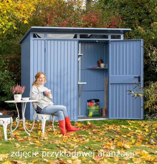 Domek ogrodowy z dachem dwuspadowym „Berry” model „Modern” typ 1