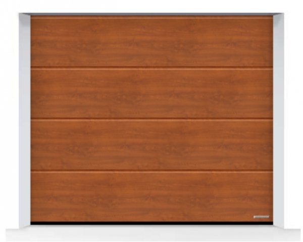 Brama LPU 42 5000 x 2000 mm, Przetłoczenia L, Decograin, Golden Oak + prowadzenie N
