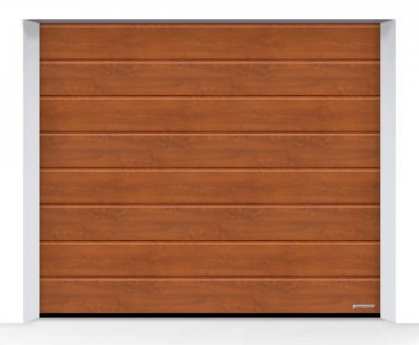 Brama LPU 42 5000 x 2500 mm, Przetłoczenia M, Decograin, Golden Oak + prowadzenie N