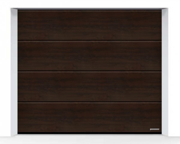 Brama LPU 42 2750 x 2500 mm, Przetłoczenia L, Decograin, Night Oak + prowadzenie Z