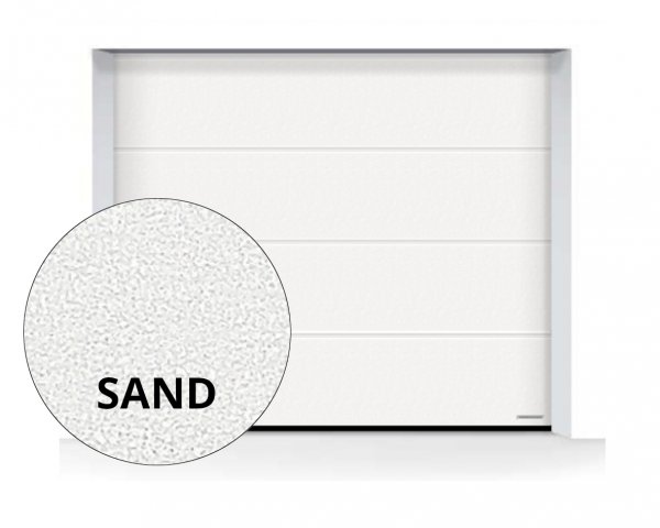 Brama LPU 42 2315 x 2080 mm, Przetłoczenia L, Sandgrain, kolor RAL 9016 biały + prowadzenie Z
