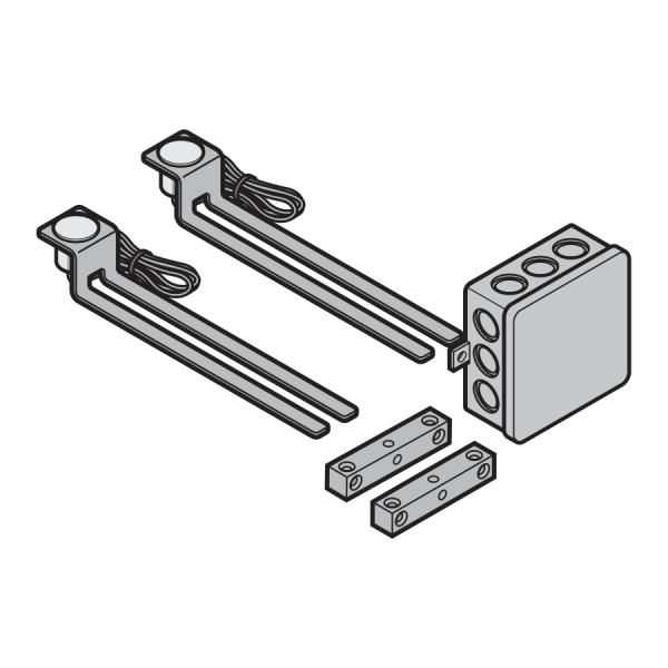 Zestaw czujników magnetycznych (2× czujnik, akcesoria, puszka 80×80×45 mm, adapter, montaż)