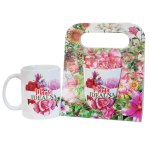 Kubek ceramiczny z napisem Mama Idealna w ozdobnym opakowaniu 