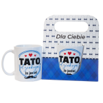 Kubek ceramiczny w ozdobnym opakowaniu z napisem Tato dziękuję, że jesteś