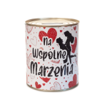 Skarbonka metalowa z napisem NA WSPÓLNE MARZENIA