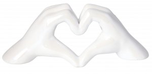 FIGURKA CERAMICZNA DŁONIE BIAŁE PERŁOWE 24x8x10,5 cm
