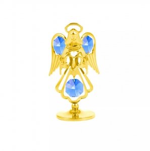 Pozłacana figurka z kryształkami STRASS Swarovski. Wys. 7,5 cm.