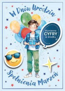 Kartka z kopertą W Dniu Urodzin ( z wymiennymi cyframi)