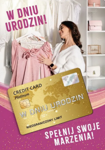 Karnet  W Dniu Urodzin ze złotą kartą kredytową