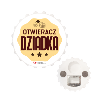 Otwieracz w kształcie kapsla Otwieracz Dziadka. Średnica 7 cm