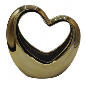 DONICZKA CERAMICZNA SERCE ZŁOTE 24,6x10,3x23,5 cm