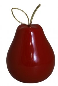 GRUSZKA CERAMICZNA CZERWONA Z METALOWYM OGONKIEM 8x8x13,5 cm