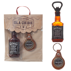 Dedykowany zestaw W Dniu Urodzin: otwieracz whisky magnes + brelok w ozdobnym opakowaniu