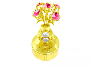 Pozłacana figurka / pozytywka z kryształkami STRASS Swarovski. Bukiet tulipanów