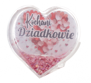 Ramka DLA DZIADKÓW serce z różowym brokatem. 10x4.5x9.5 cm