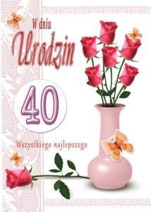 Karnet okolicznościowy z kopertką 'W Dniu 40 Urodzin'
