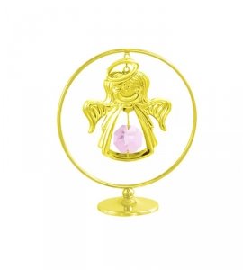 Pozłacana figurka z kryształkami STRASS Swarovski. wys.7,5 cm.