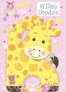 Karnet W Dniu Urodzin, żyrafa.