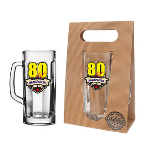 Kufel do piwa w ozdobnym opakowaniu eco z napisem 80 lat. 650 ml