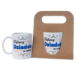 Kubek ceramiczny w ozdobnym opakowaniu z napisem  Najlepszy Dziadek na świecie . 330 ml