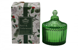 ŚWIECZKA W SZKLE BASIL & CEDARWOOD MAŁA 6,5x6,5x9 cm