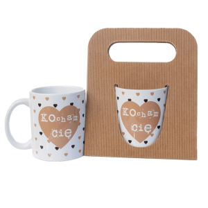 Kubek ceramiczny z napisem Kocham Cię w ozdobnym opakowaniu eco.