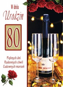 Karnet okolicznościowy z kopertką 'Z okazji 80 Urodzin'
