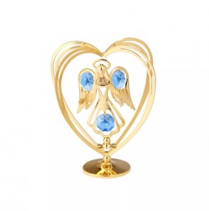 Pozłacana figurka z kryształkami STRASS Swarovski. Wys. 10 cm.