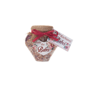 Sól himalajska Dla Kochanej Babci  z płatkami róż, pojemnik serce